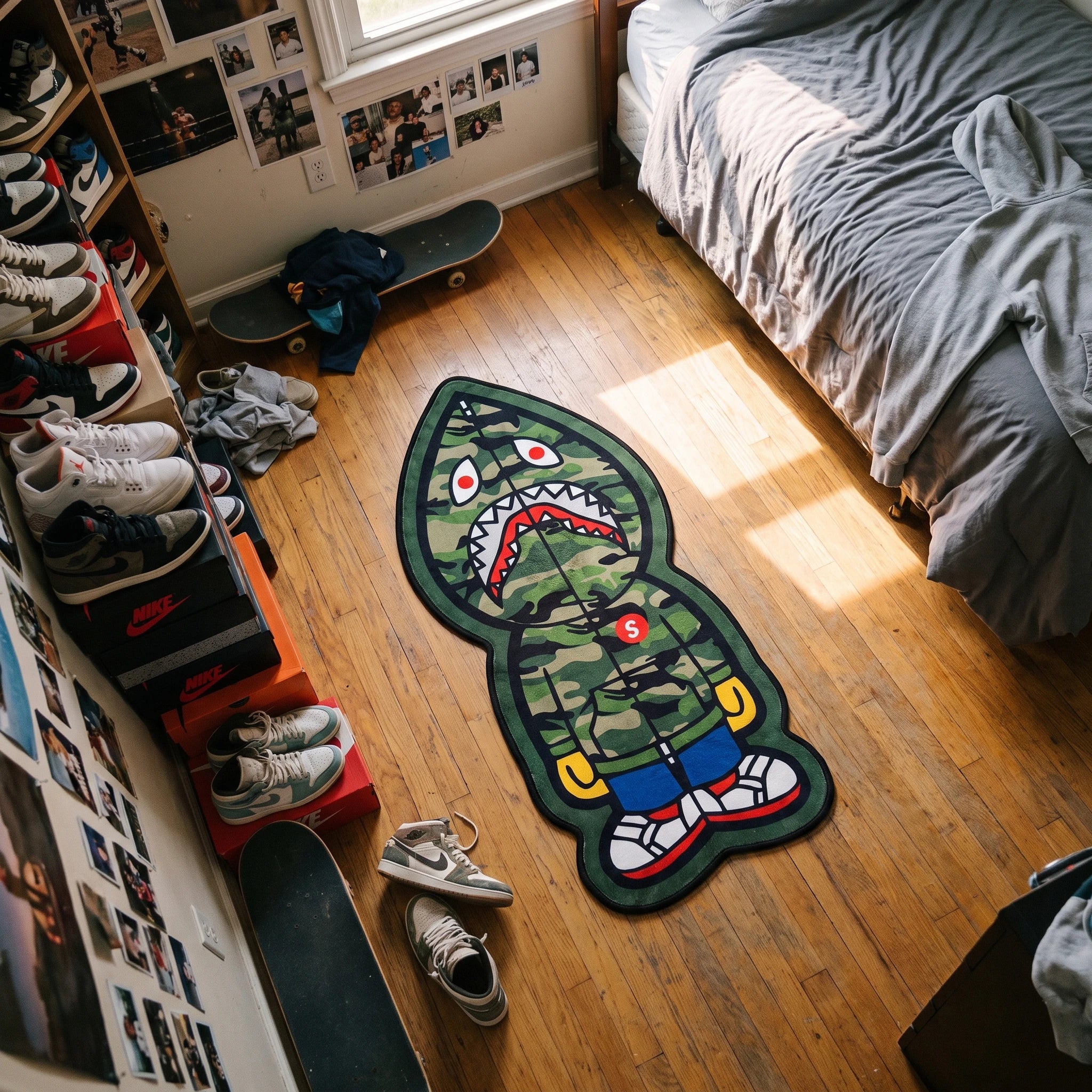 Camo Shark Rug - Shaped Man Cave Area Rug