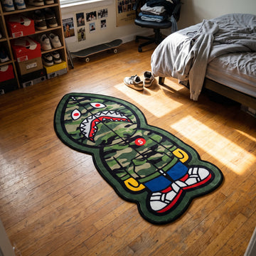 Camo Shark Rug - Shaped Man Cave Area Rug