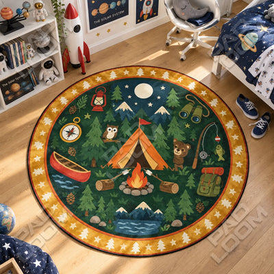 Camping-Lagerfeuer Runder Teppich - Kinderteppich rund