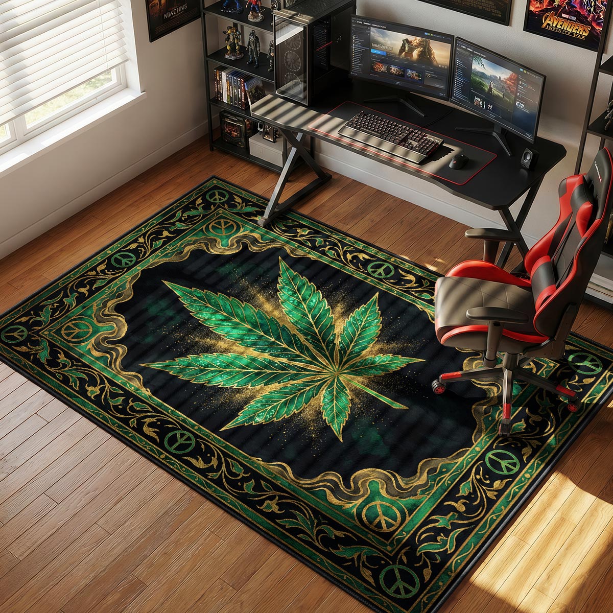Cannabis Leaf Peace Streetwear Floor rug — main product view