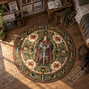 Canute Standing Vinland Saga round rug on a bedroom floor - Vinland Saga chair mat