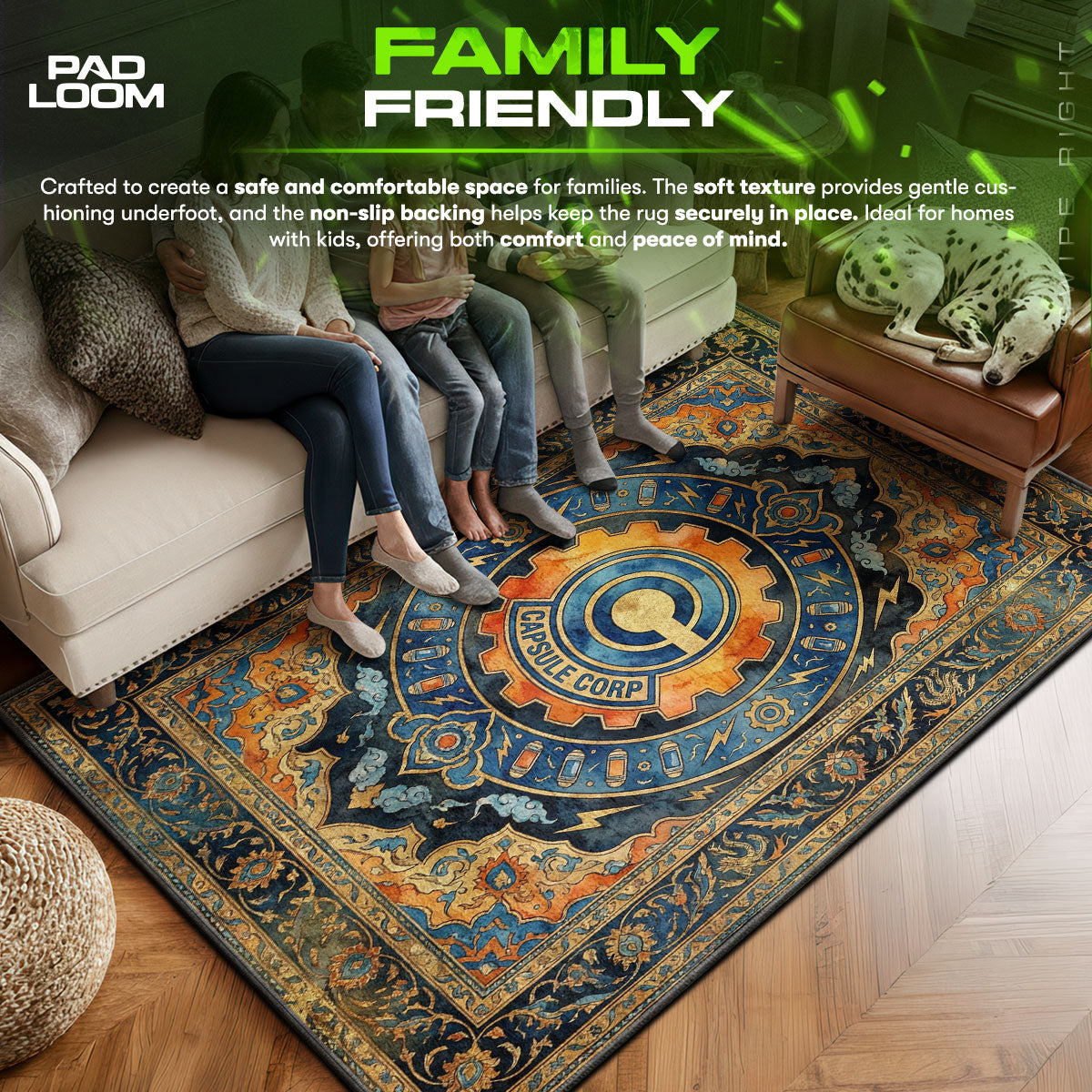 Capsule area rug showing full home decor artwork
