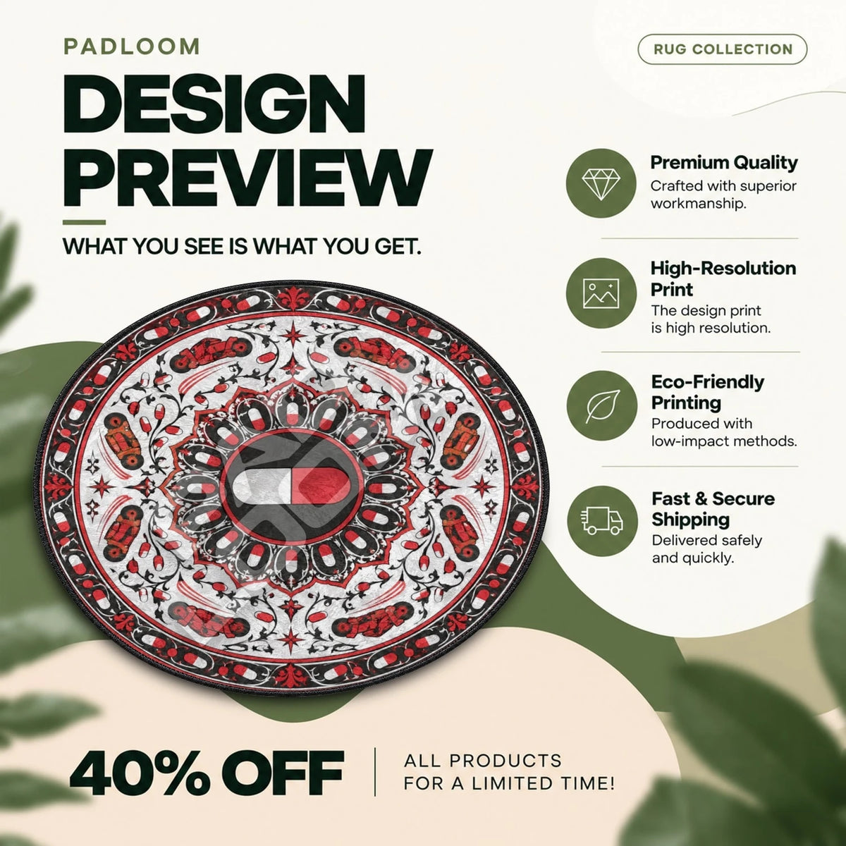 Capsule Mandala Akira round rug full design preview