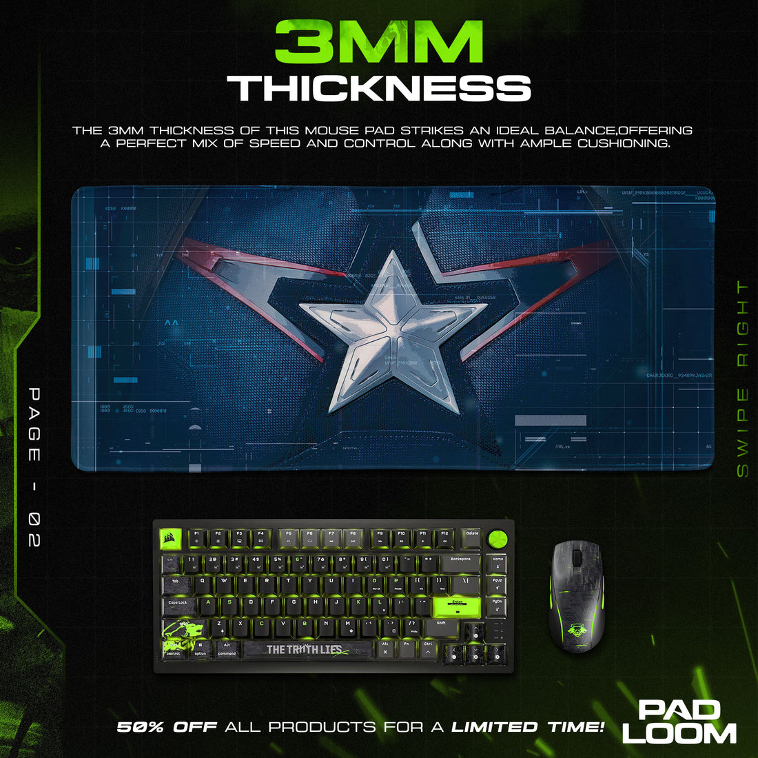 Captain America Star Shield Mouse Pad, Marvel Gamer Desk Mat