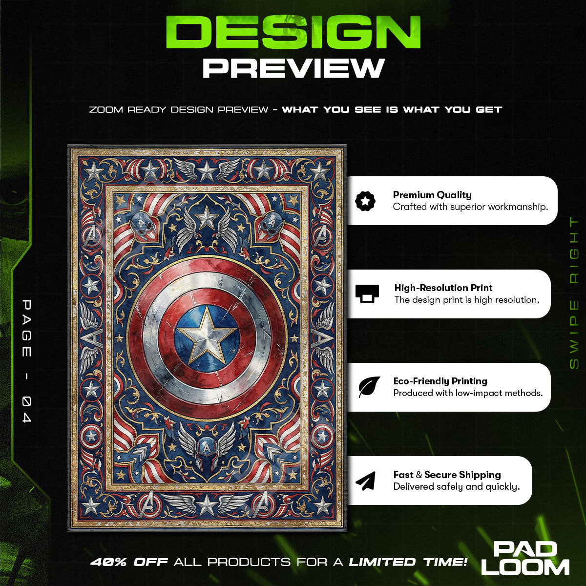 Room character design printed on rug