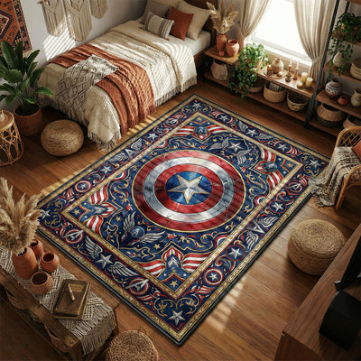 Captain America Vintage Schild Teppich - Marvel Zimmermatte