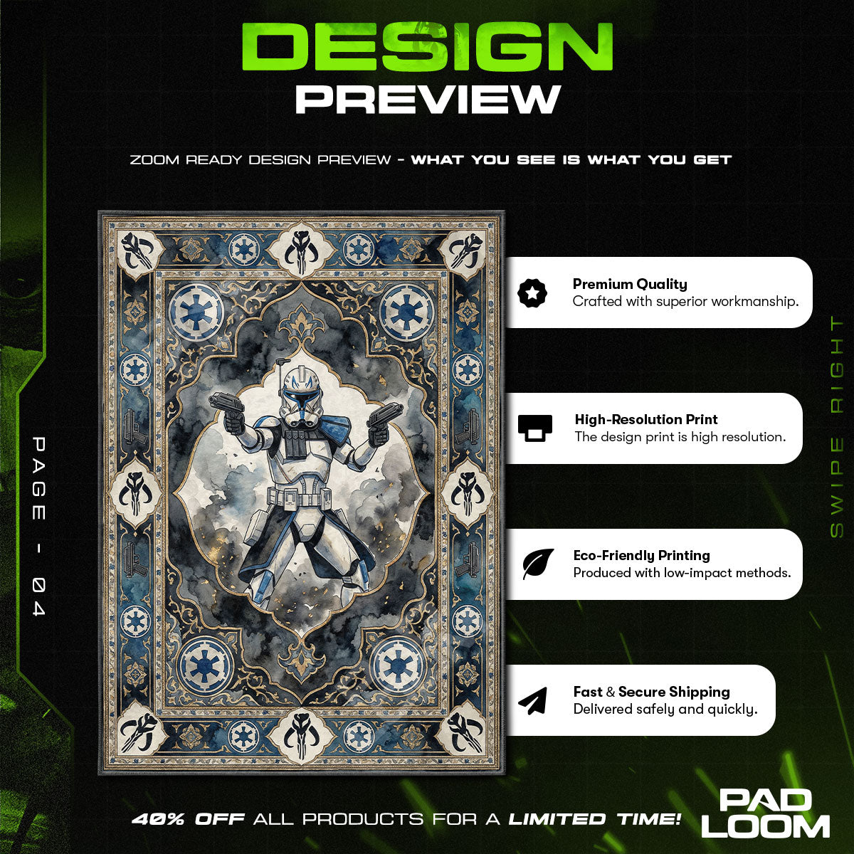Room character design printed on rug