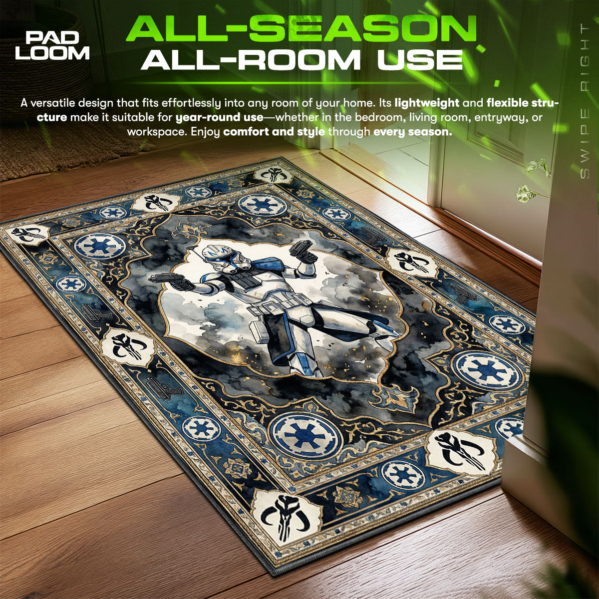 Captain Rex Clone Trooper Tapestry Star Wars Room fan rug — premium quality print