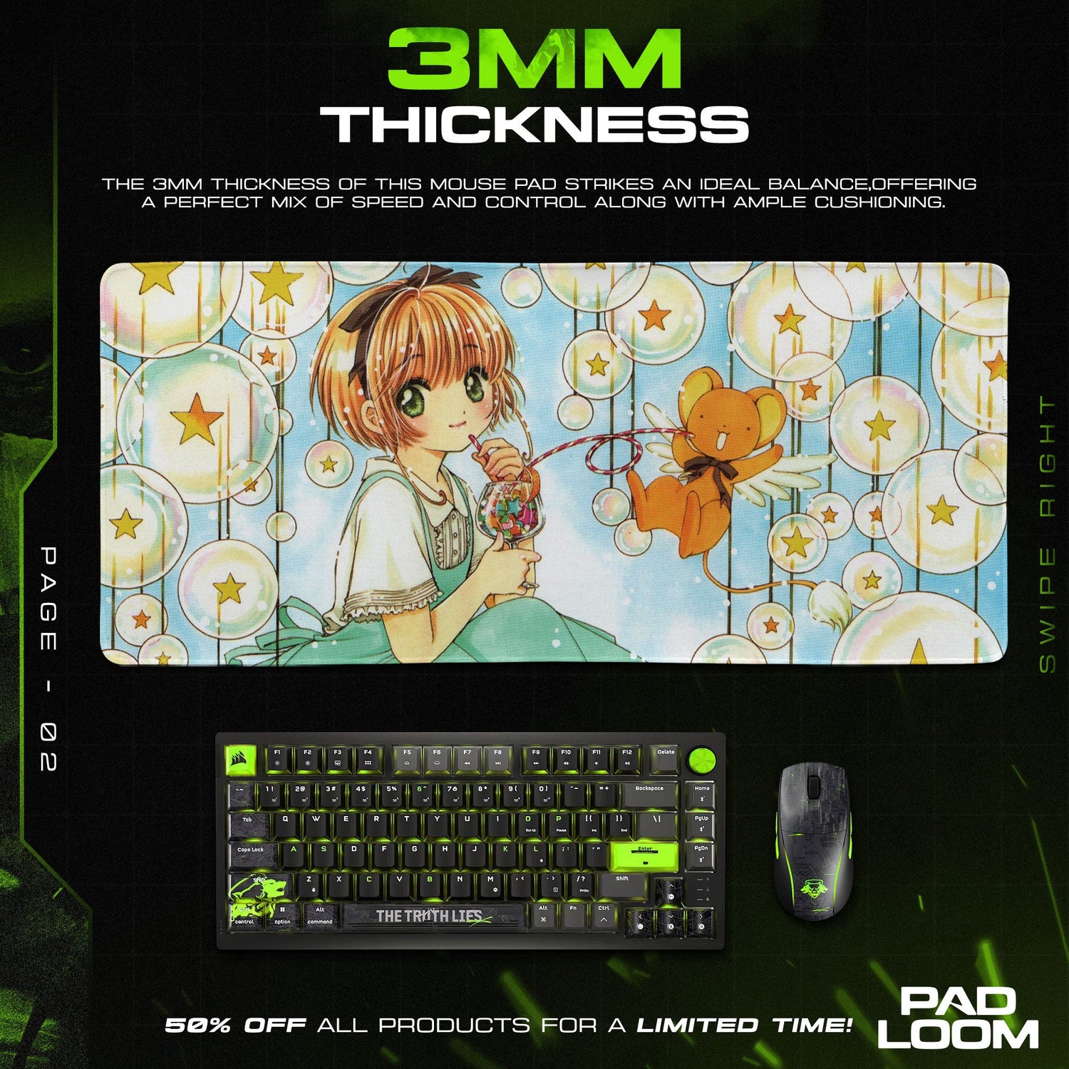 Cardcaptor Sakura Bubbles Mouse Pad, Anime Cute Desk Mat Padloom