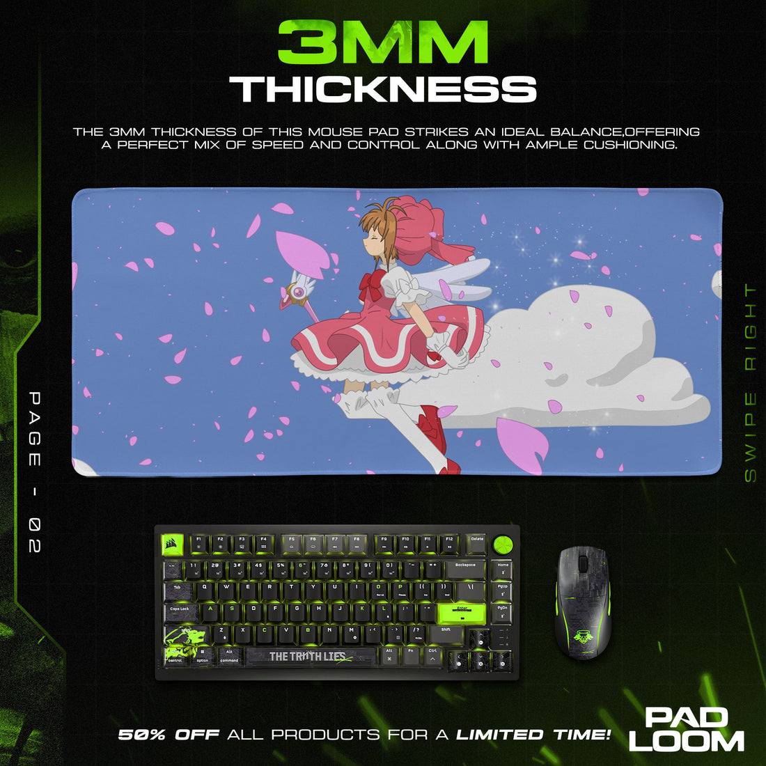 Cardcaptor Sakura Pink Dress Mouse Pad, Anime Magical Desk Mat