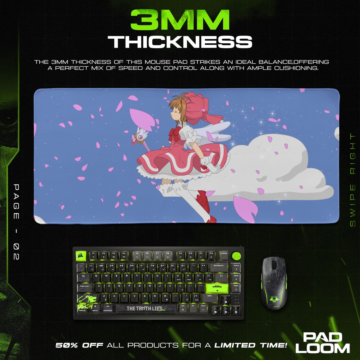 Cardcaptor Sakura Pink Dress Mouse Pad, Anime Magical Desk Mat Padloom