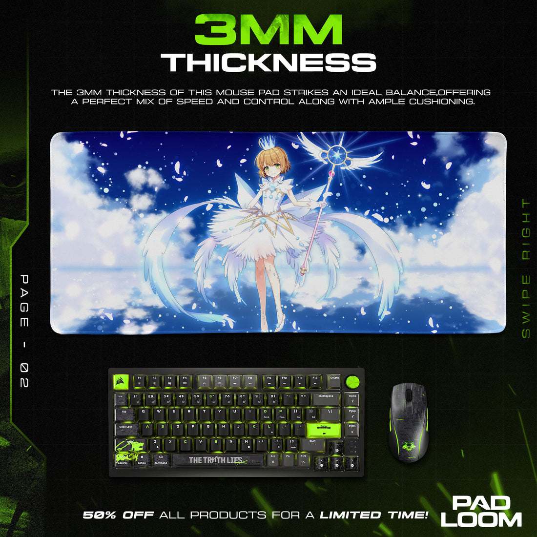 Cardcaptor Sakura White Dress Mouse Pad, Anime Magic Desk Mat