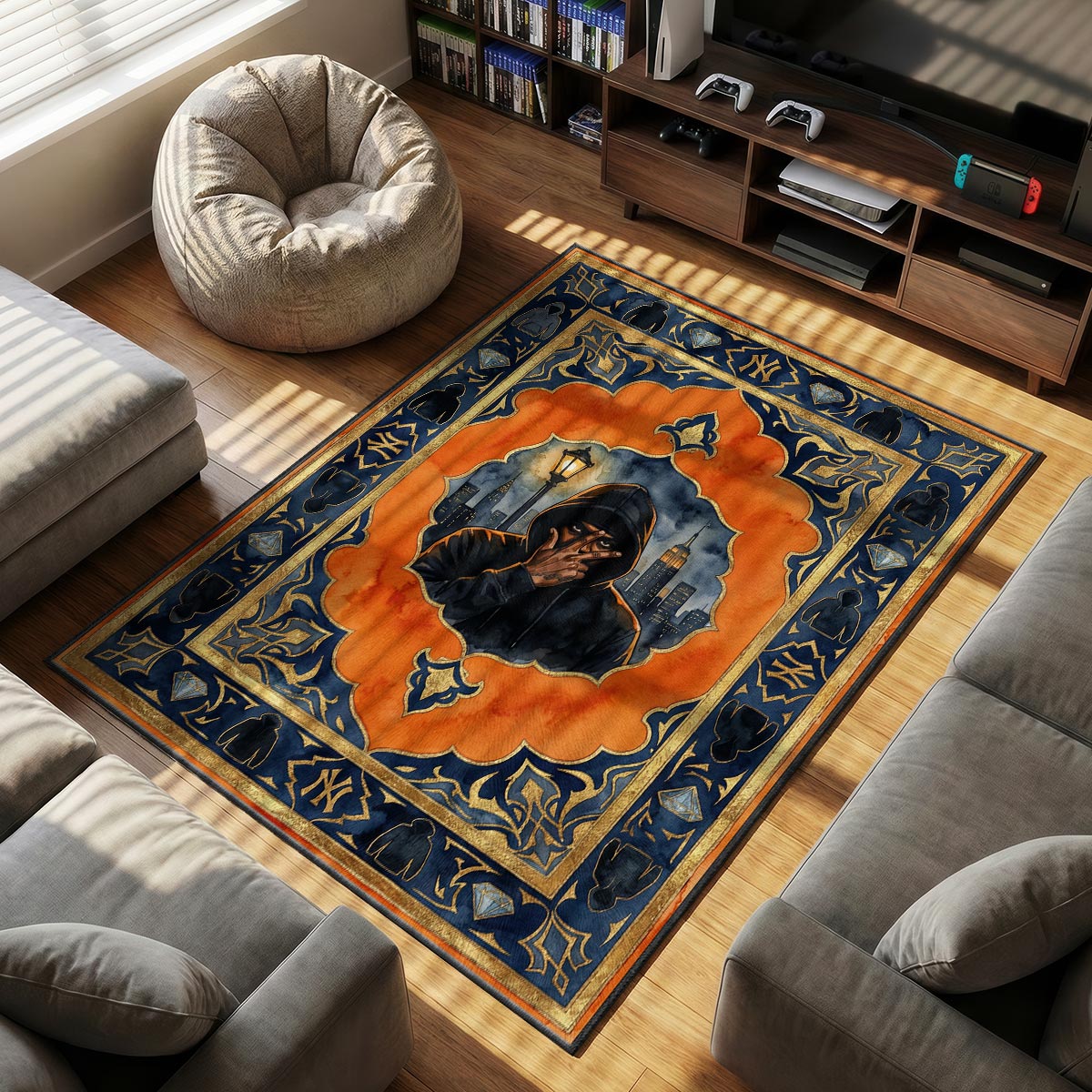 Carmelo Anthony themed area rug for home decor fans