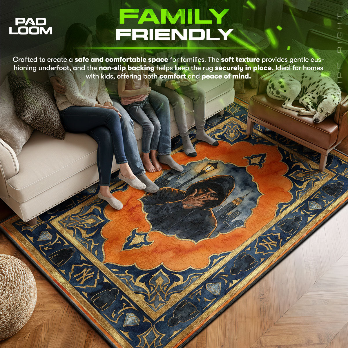 Carmelo area rug showing full home decor artwork