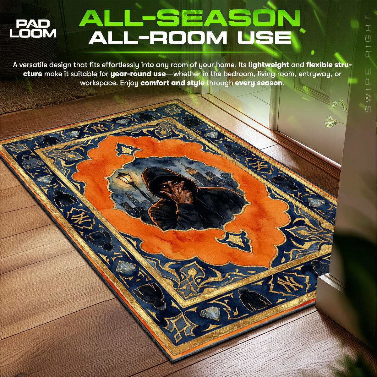 Carmelo Anthony NY Skyline Streetwear Floor fan rug — premium quality print