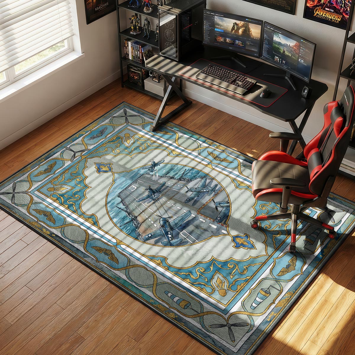 Carrier Air Wing Vintage Rug - World of Warships Chair Mat