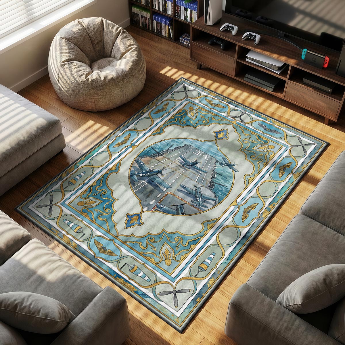 Carrier Air Wing Vintage Rug - World of Warships Chair Mat