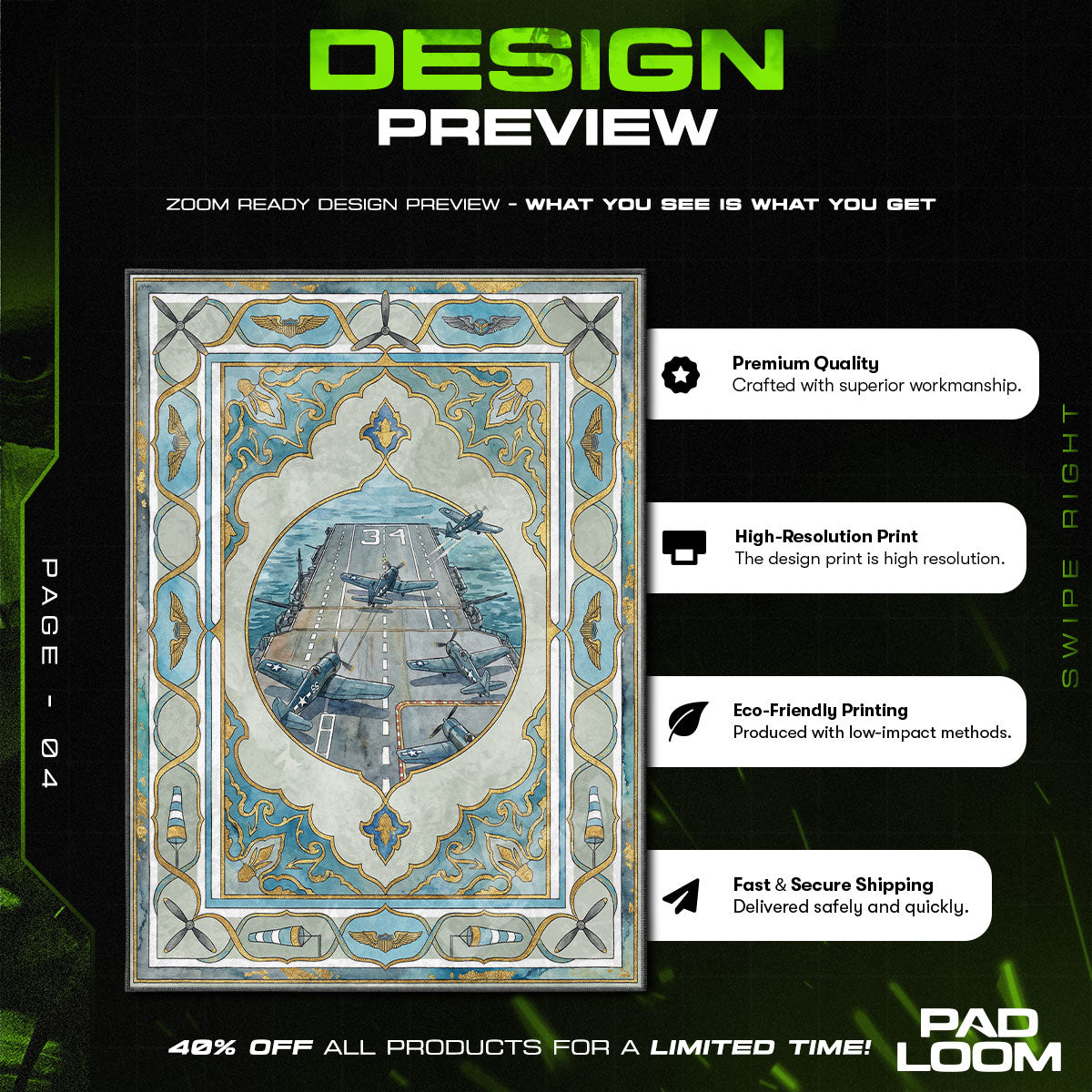 Carrier Air Wing Vintage Rug - World of Warships Chair Mat