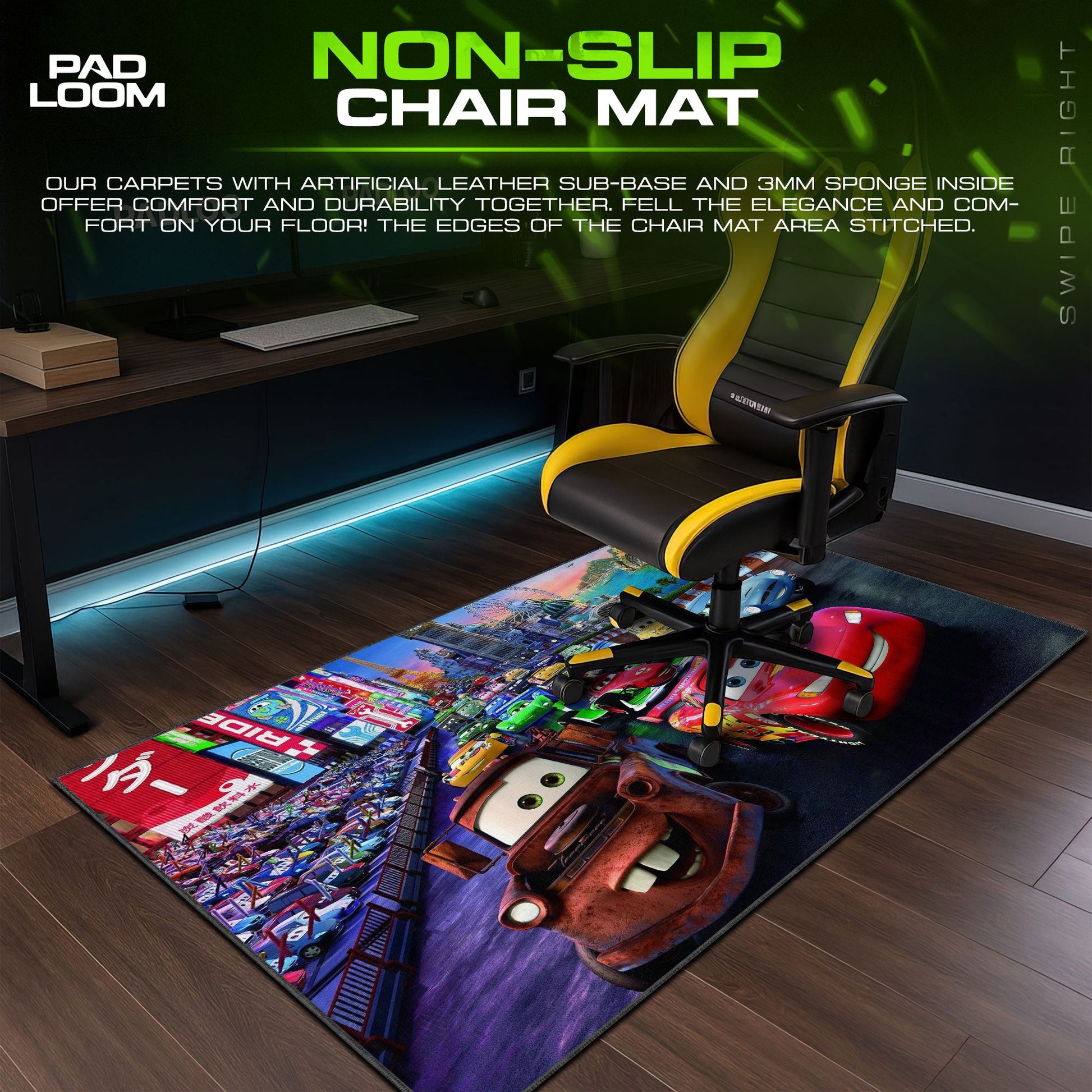 Lightning Racer Mouse Pad - Drift Power Gaming Desk Mat Padloom