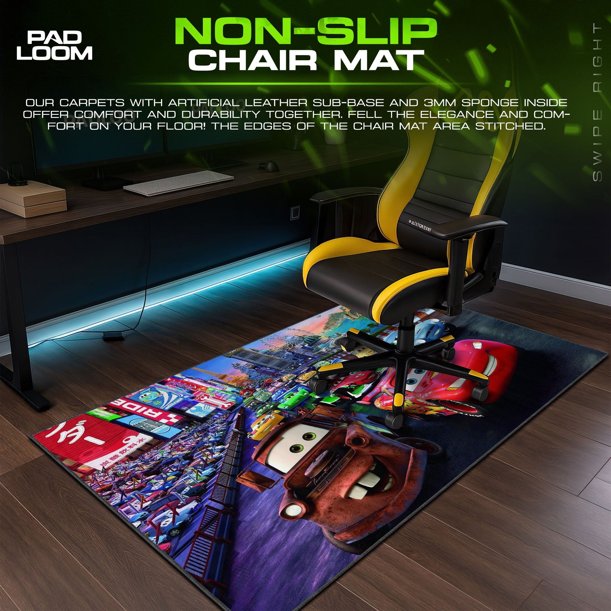 Lightning Racer Mouse Pad - Drift Power Gaming Desk Mat Padloom