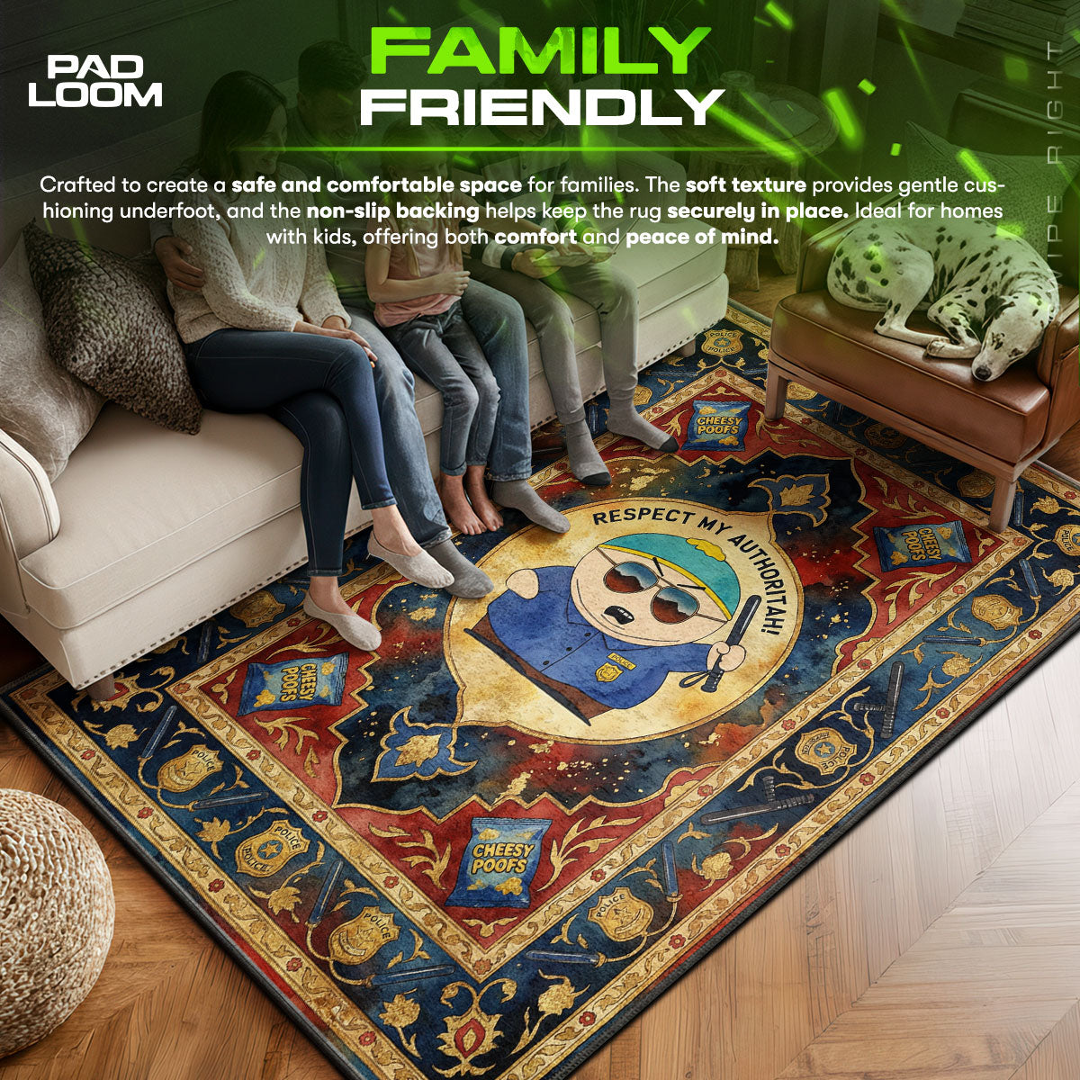 Area character design printed on rug