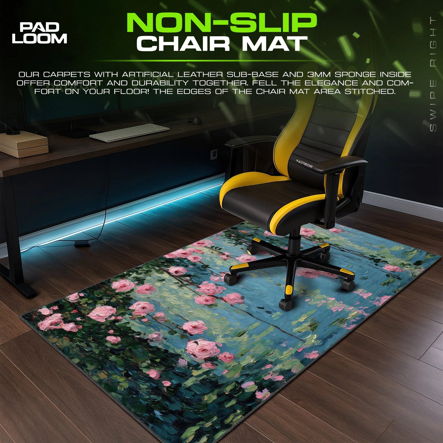 Cascading Roses Pond Mouse Pad - Oil Painting Desk Mat