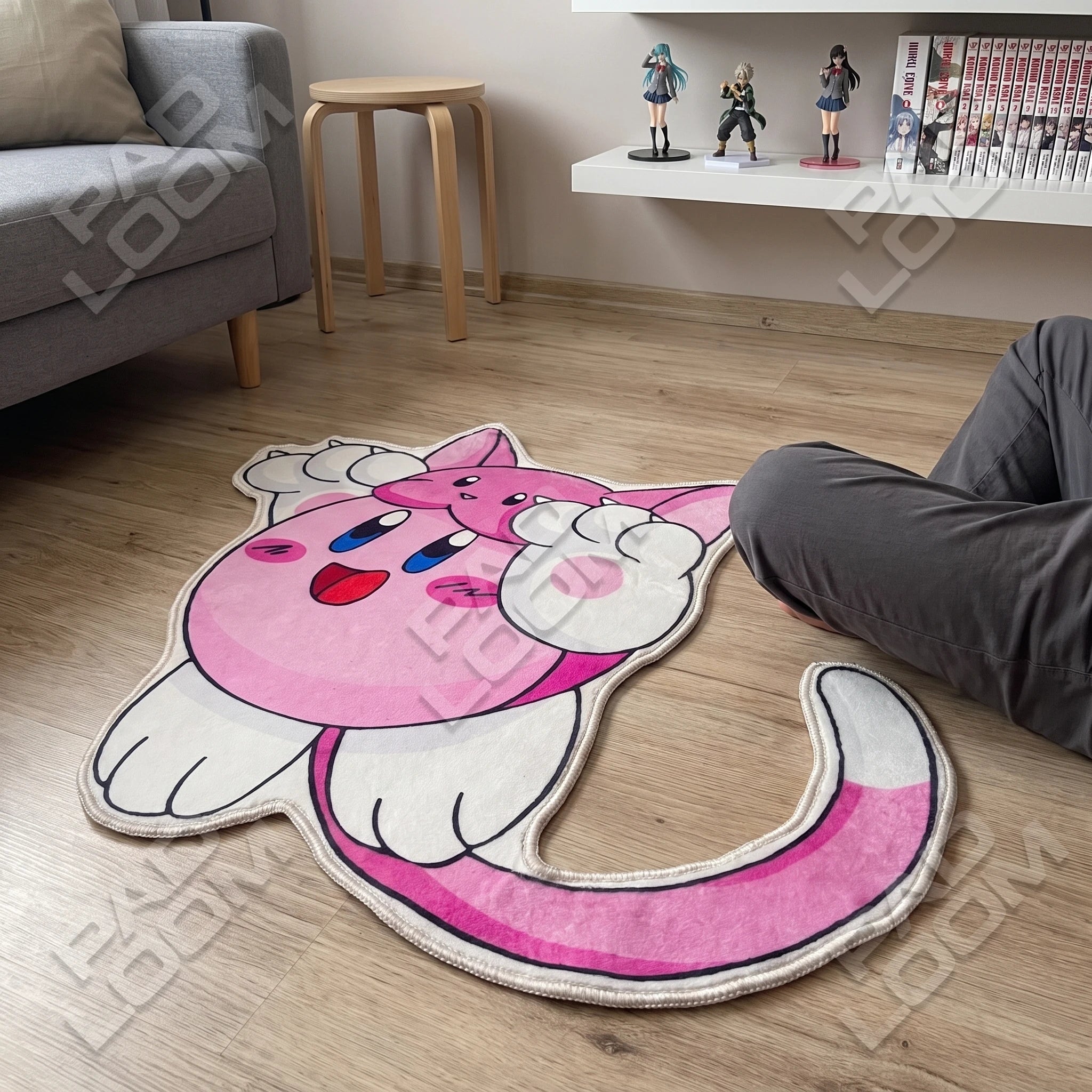 Cat Kirby Rug - Shaped Anime Bedroom Area Rug