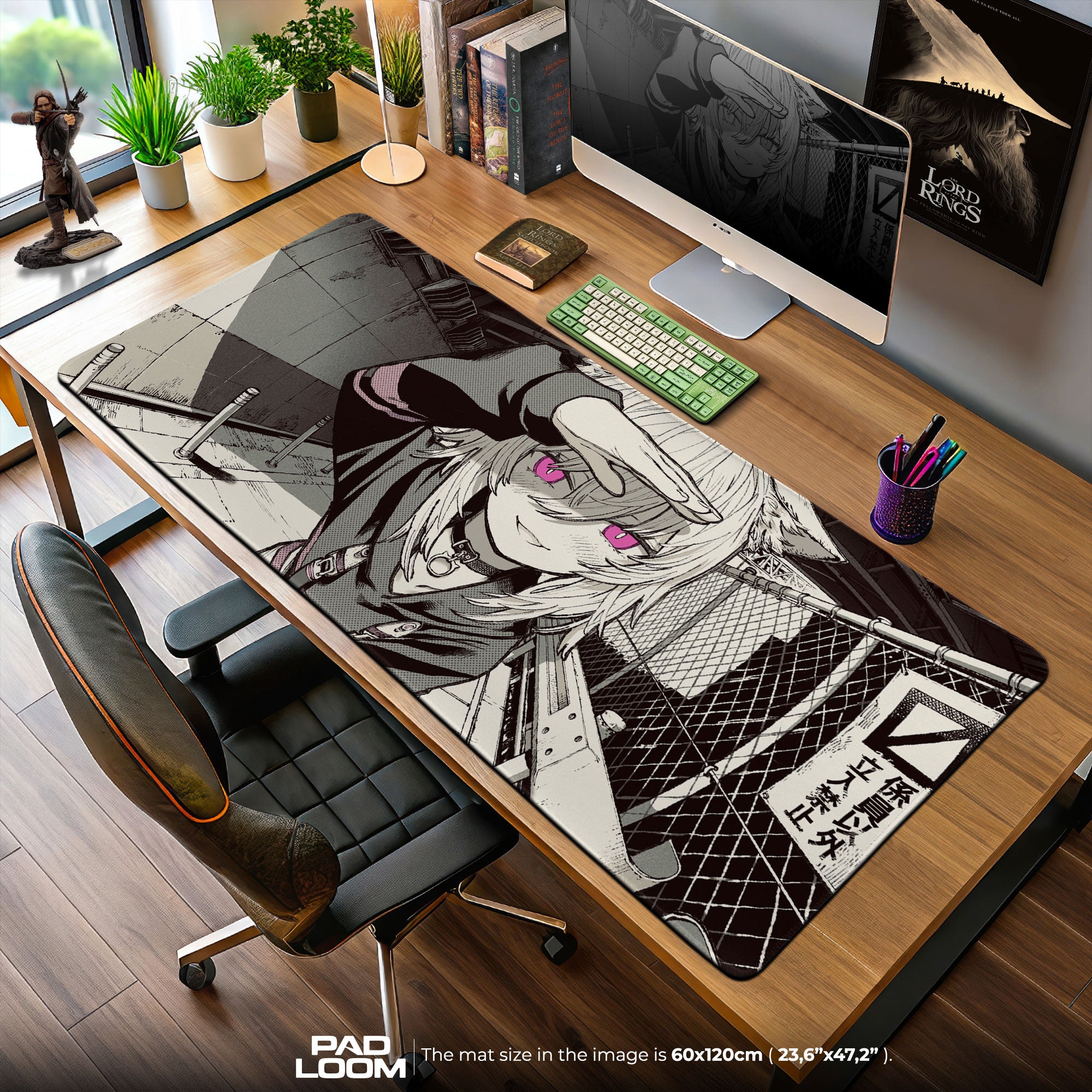 Catgirl Neon Augen Mauspad, Anime Gaming Schreibtischmatte