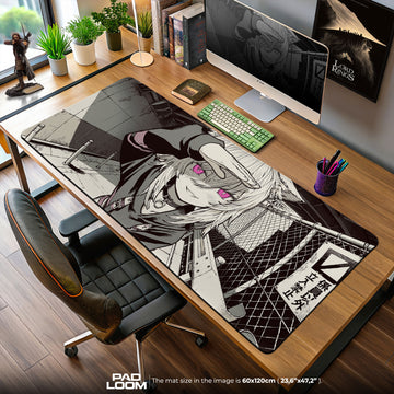Catgirl Neon Augen Mauspad, Anime Gaming Schreibtischmatte