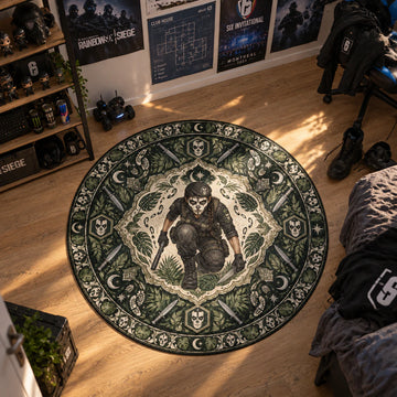Caveira Crouching Round Rug - Rainbow Six Siege Chair Mat