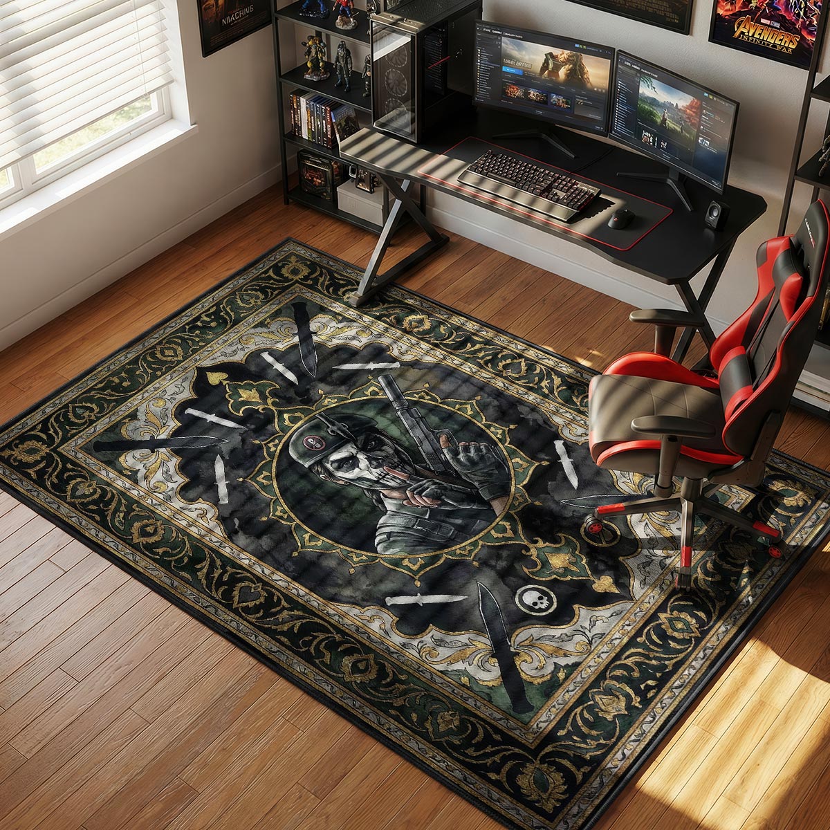 Caveira Lautloses Porträt Teppich - Rainbow Six Siege Stuhlunterlage