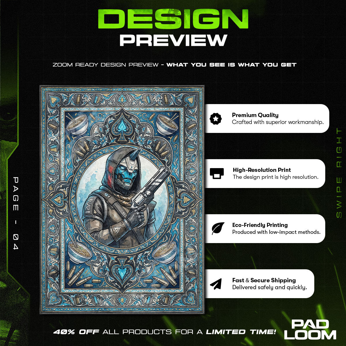 Cayde-6 Ace Portrait Rug - Destiny 2 Chair Mat