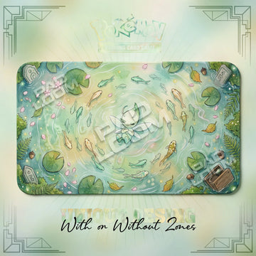 Celebi Forest Pokemon TCG playmat, 24x14 in mat design