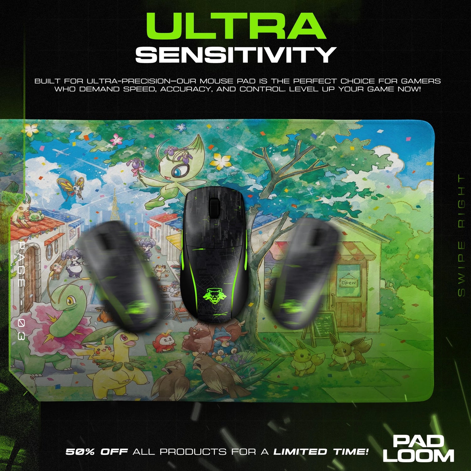 Celebi Town Festival Mouse Pad - Pokemon Desk Mat