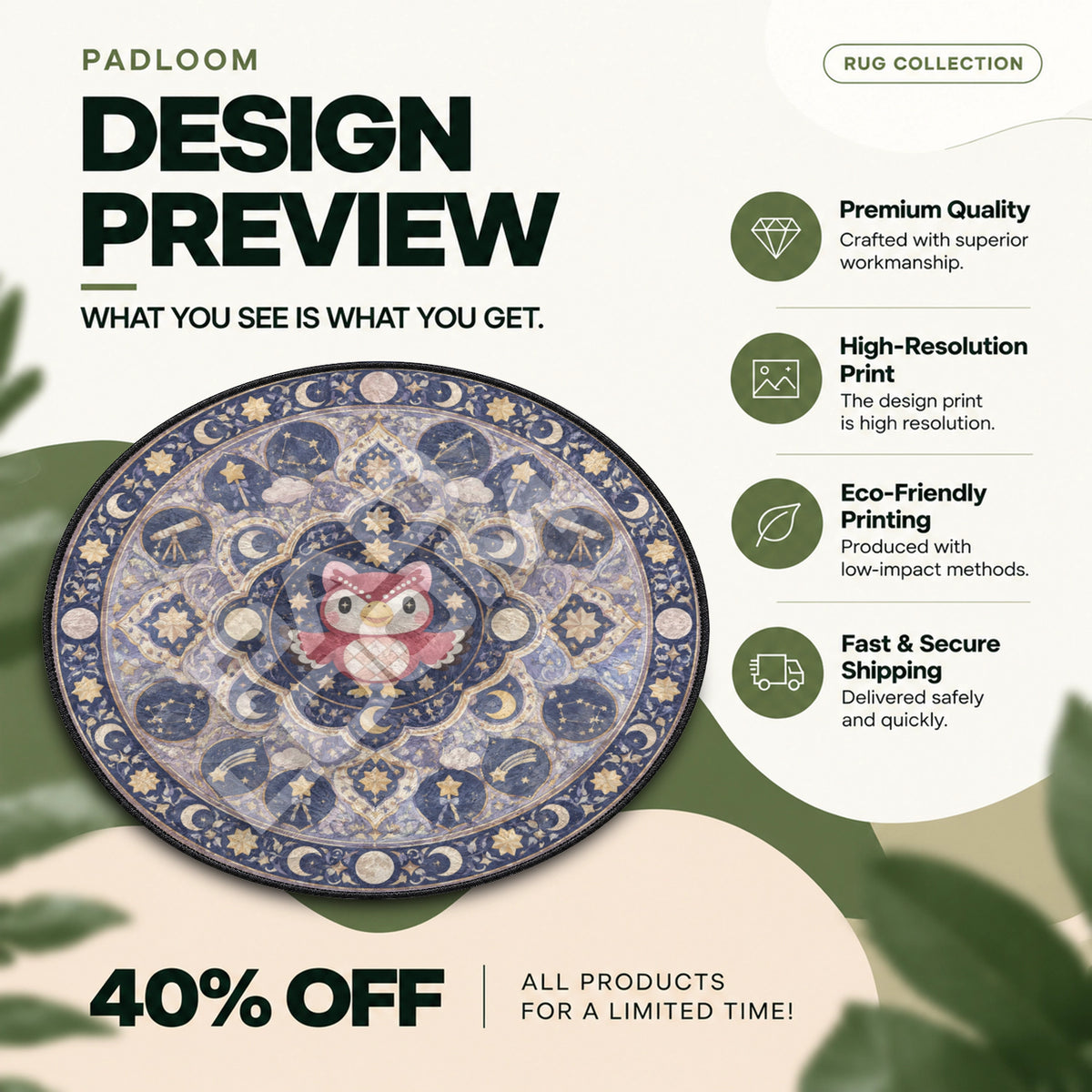 Celeste Stargazing Round Rug - Animal Crossing Chair Mat