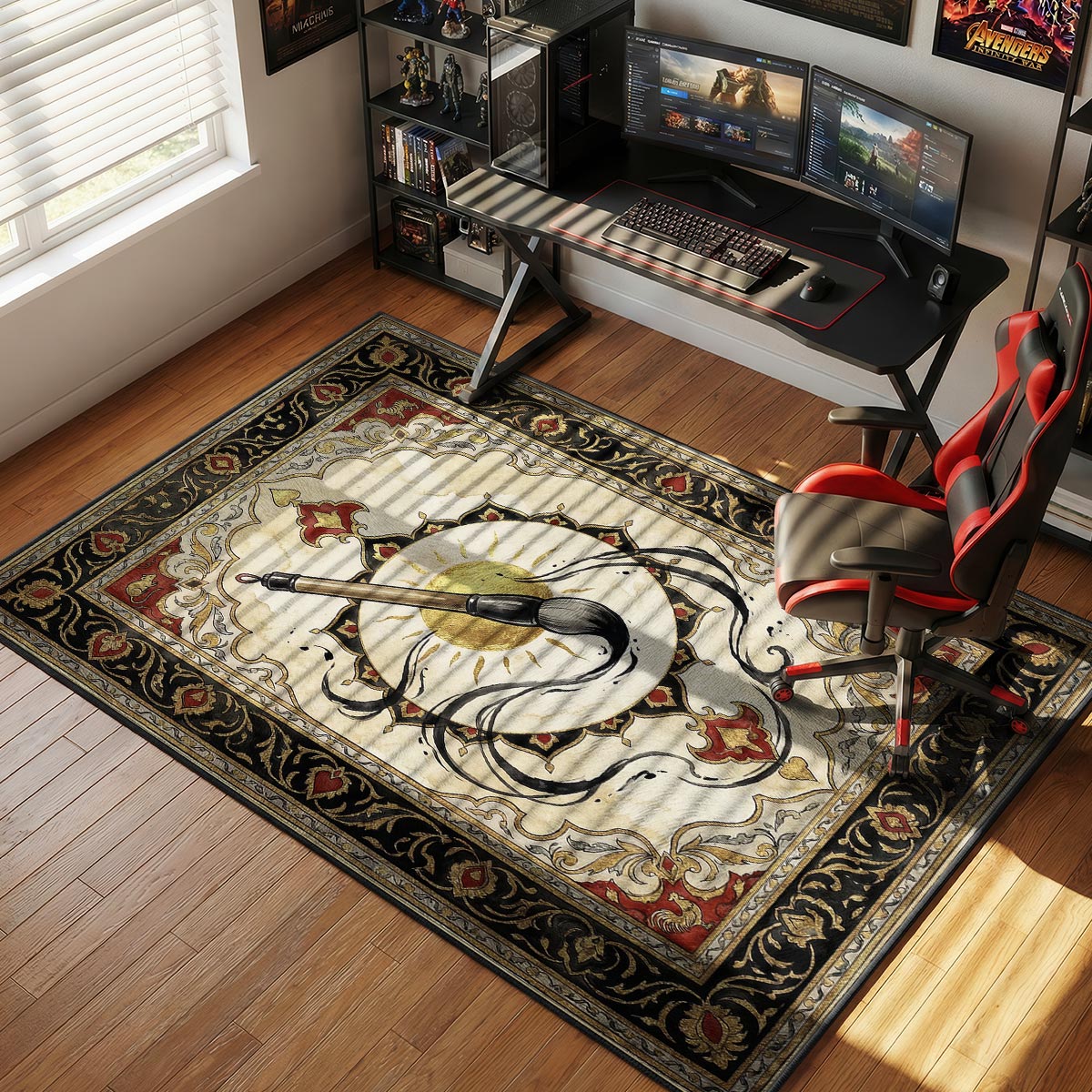 Celestial Brush Ink Rug - Okami Chair Mat