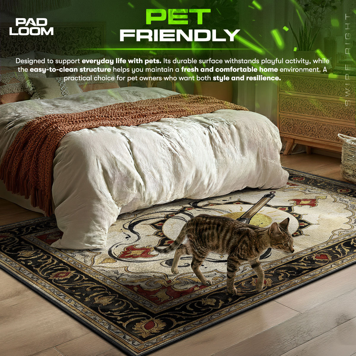 Celestial Brush Ink Rug - Okami Chair Mat