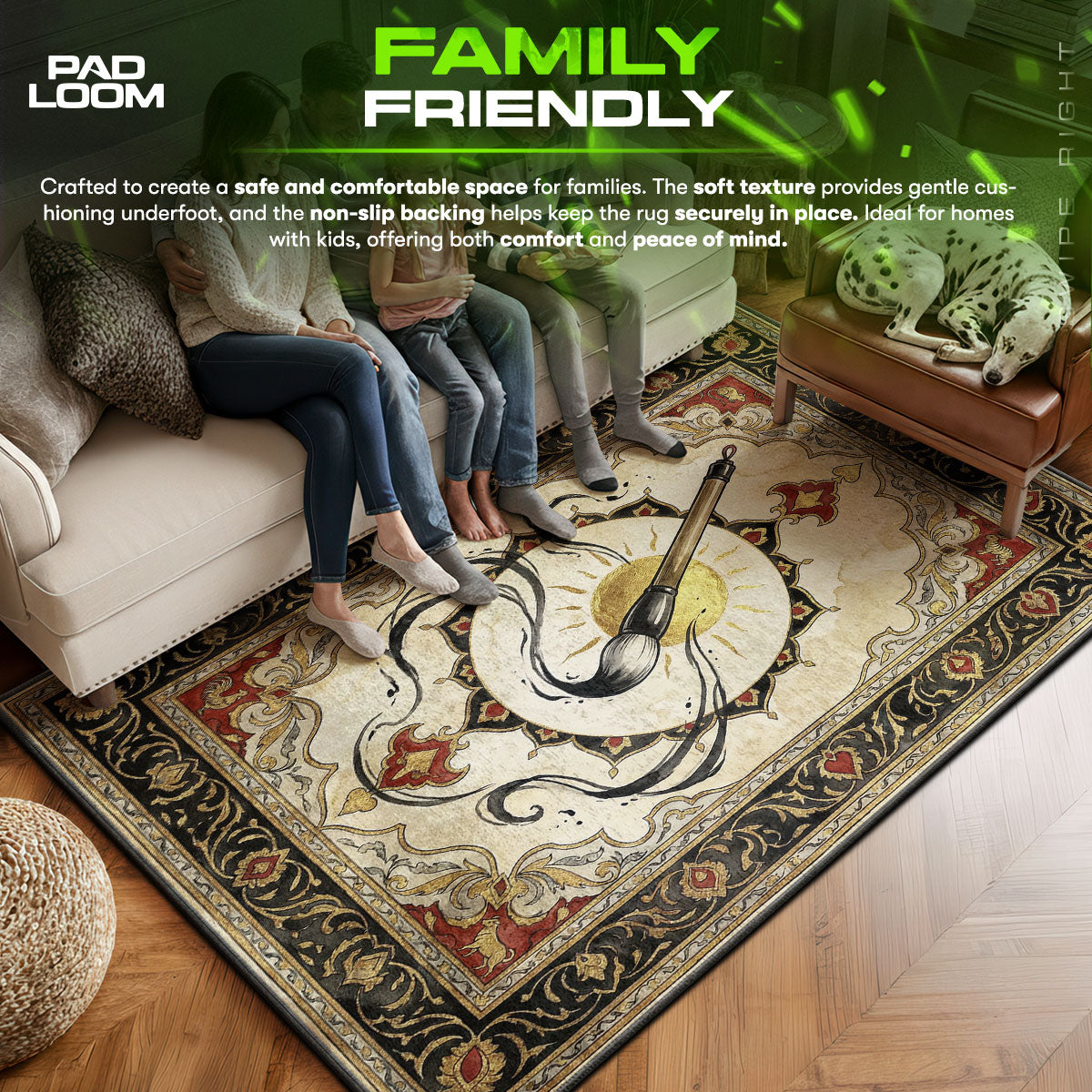 Celestial Brush Ink Rug - Okami Chair Mat