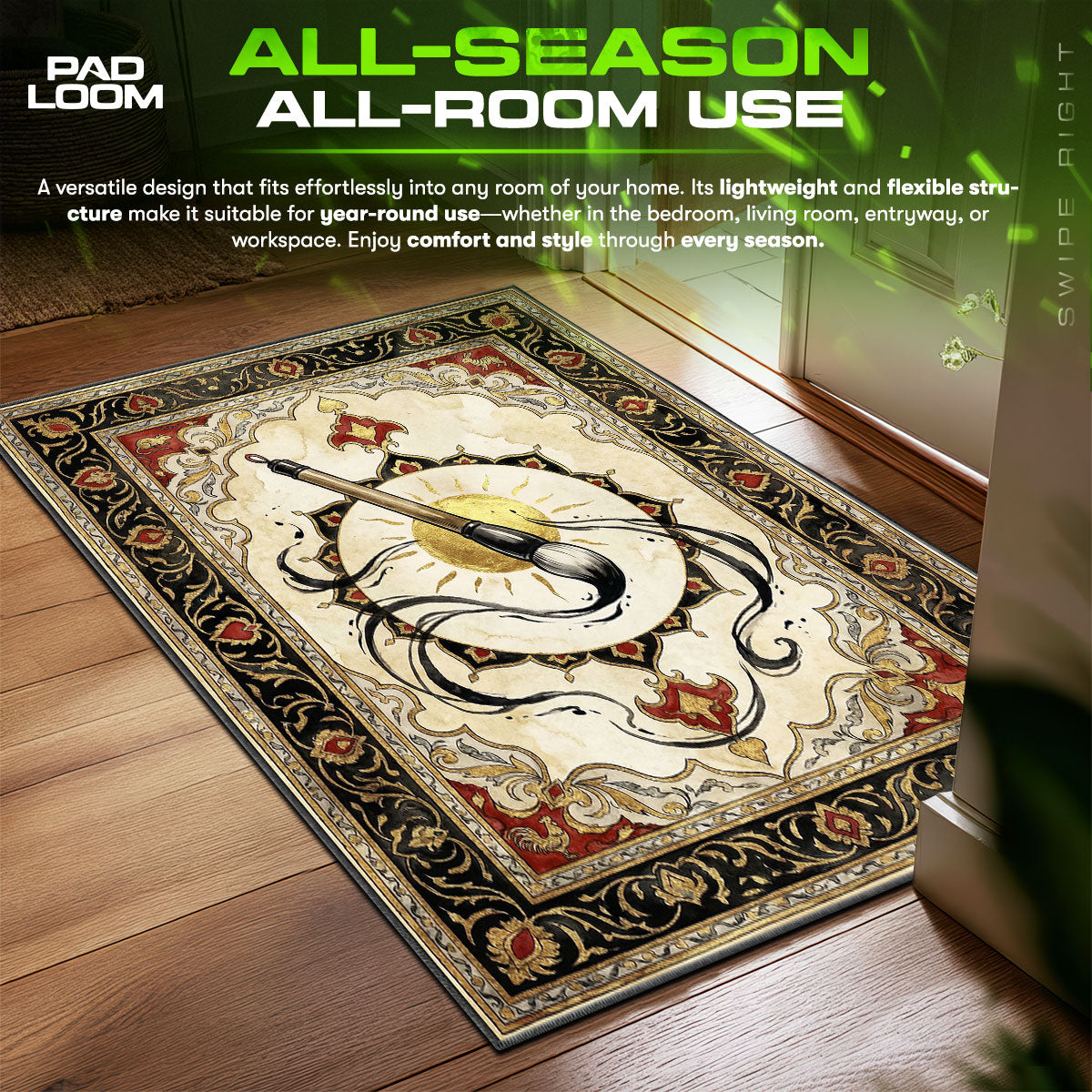Celestial Brush Ink Rug - Okami Chair Mat