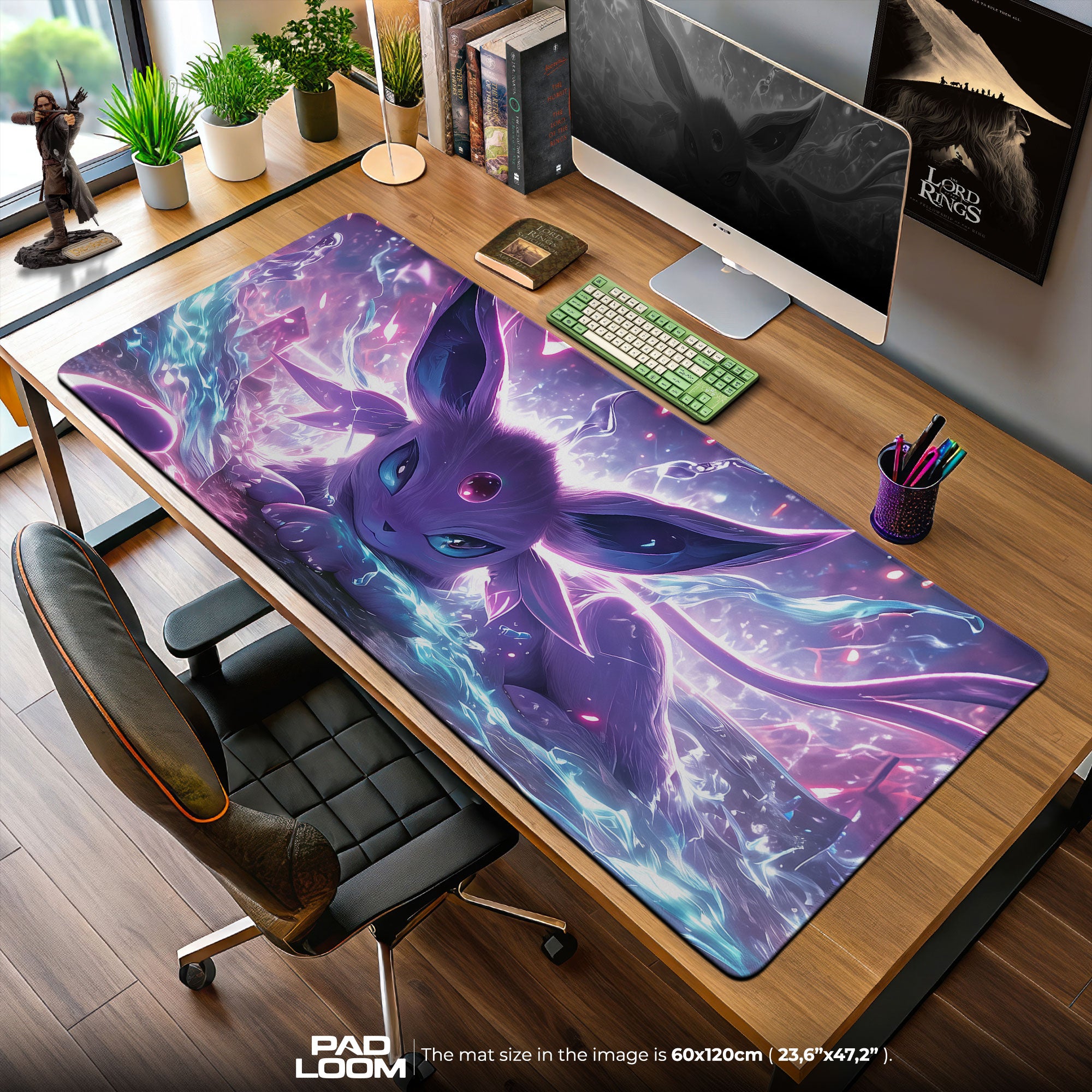 Celestial Gaze Espeon Mouse Pad, Psychic Pokémon Gaming Desk Mat