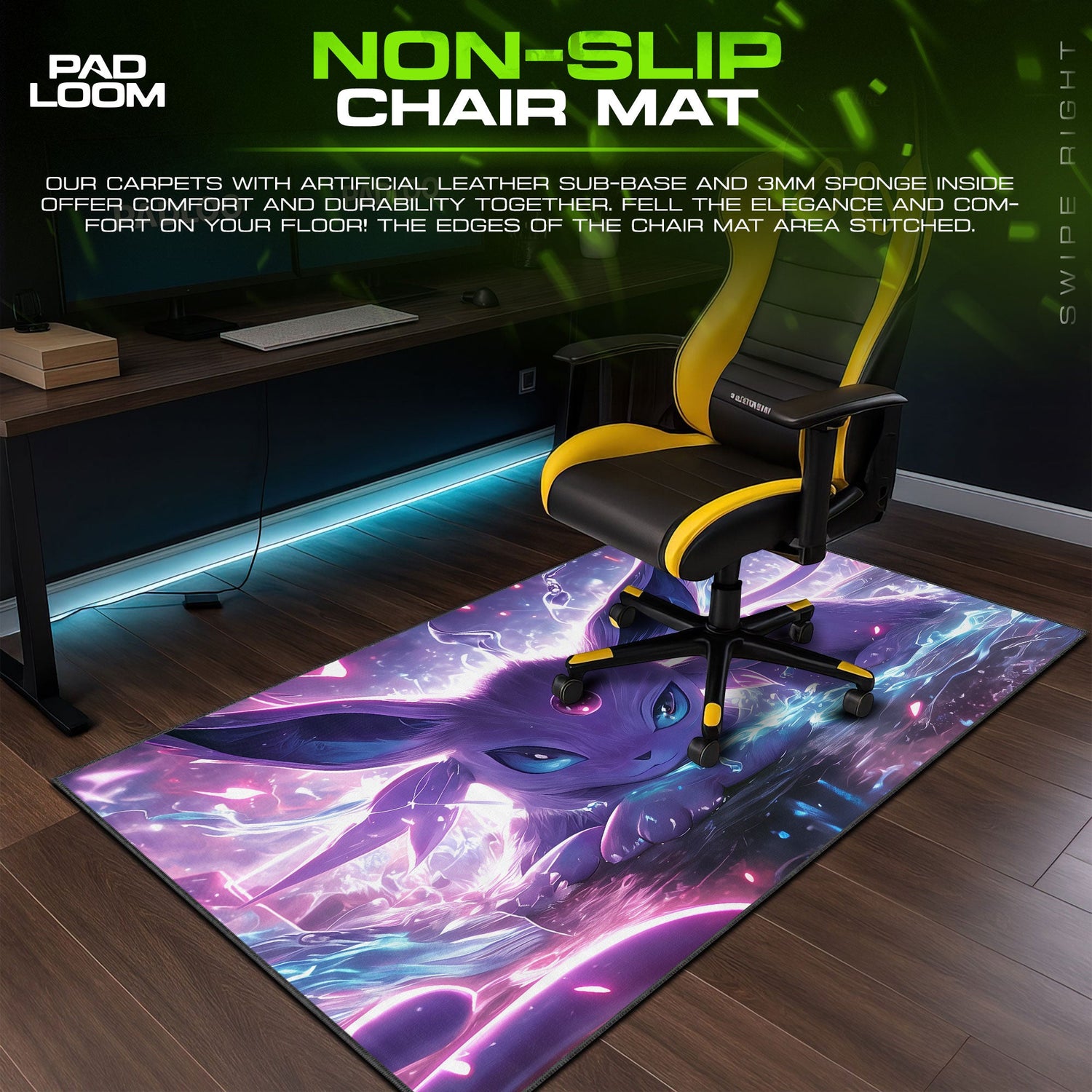 Celestial Gaze Espeon Mouse Pad, Psychic Pokémon Gaming Desk Mat Padloom
