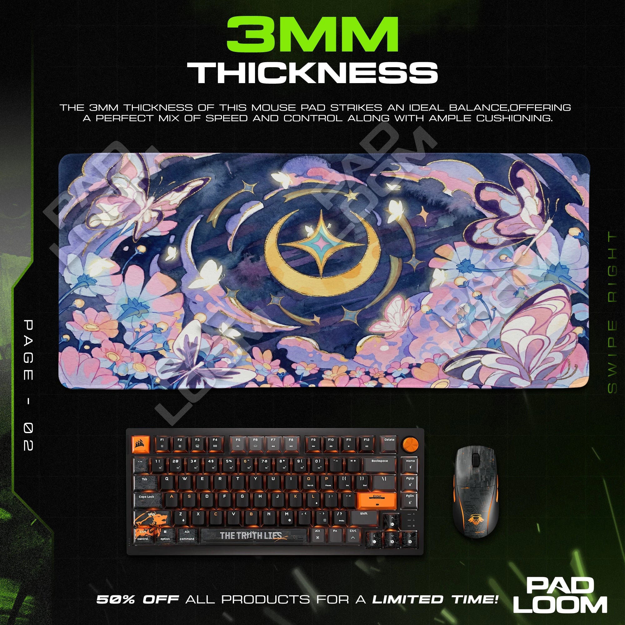 Celestial Moon Garden Mouse Pad - Fantasy Desk Mat