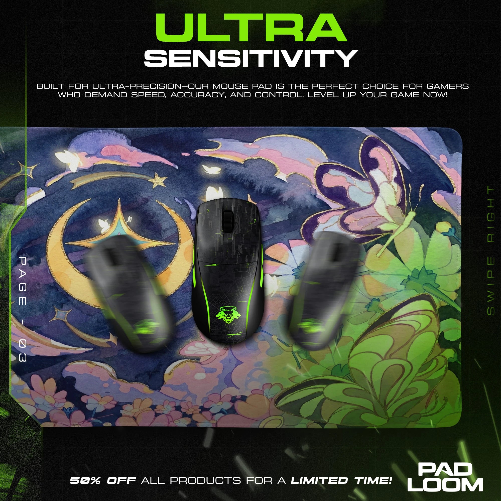 Celestial Moon Garden Mouse Pad - Fantasy Desk Mat