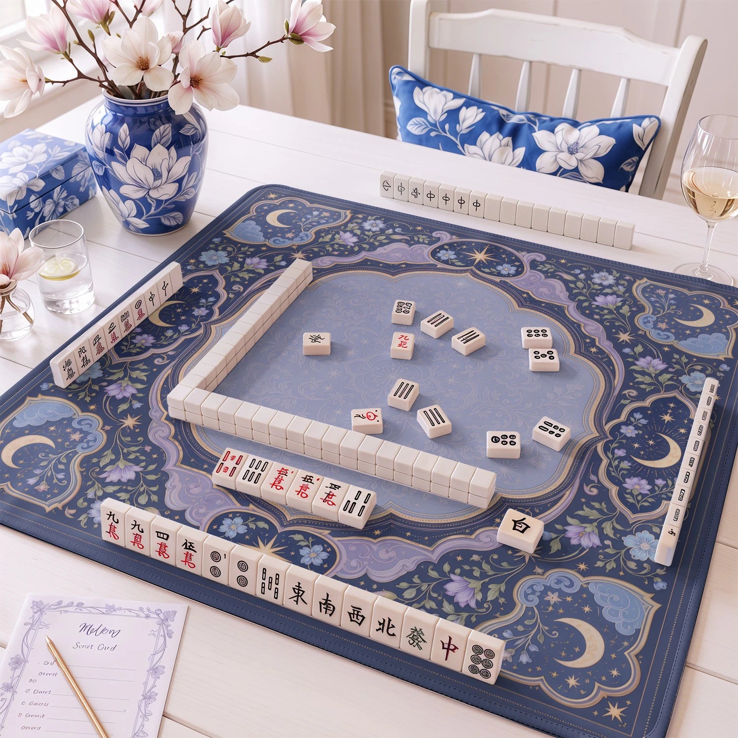 Celestial Moon mahjong mat – M (60x60 cm) and L (81x81 cm) sizes