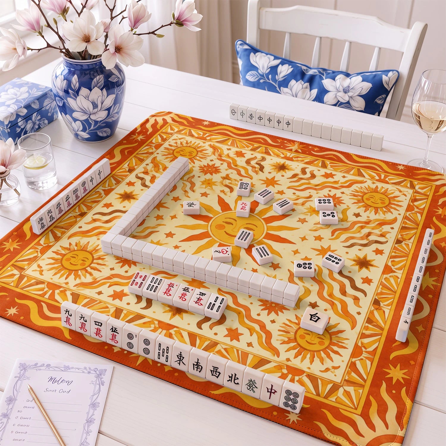 Celestial Sun mahjong mat – M (60x60 cm) and L (81x81 cm) sizes
