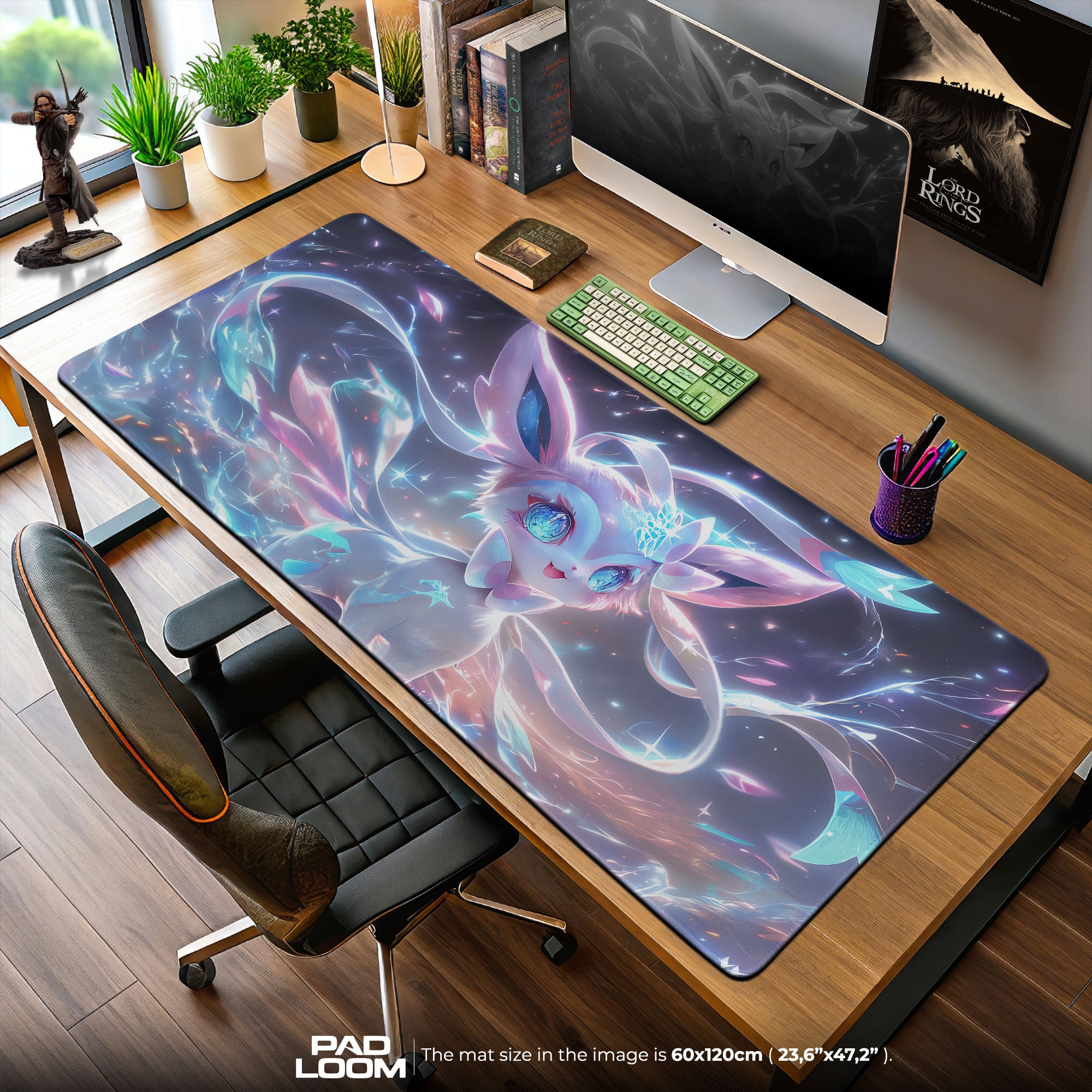 Celestial Sylveon Mouse Pad, Fairy Pokémon Gaming Desk Mat