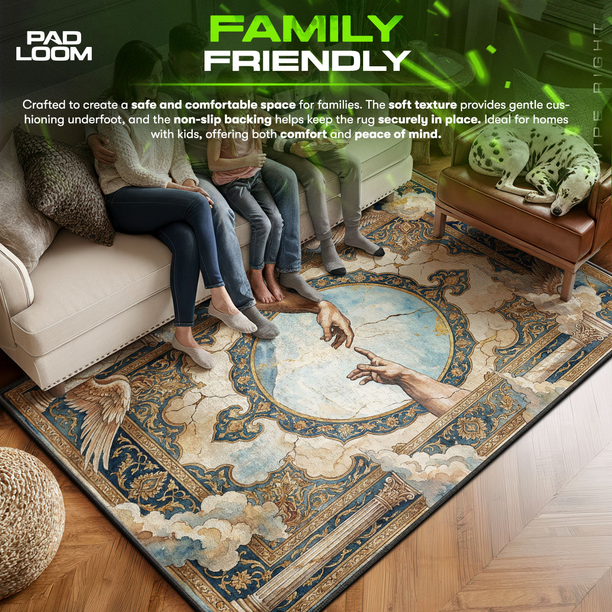 Area character design printed on rug