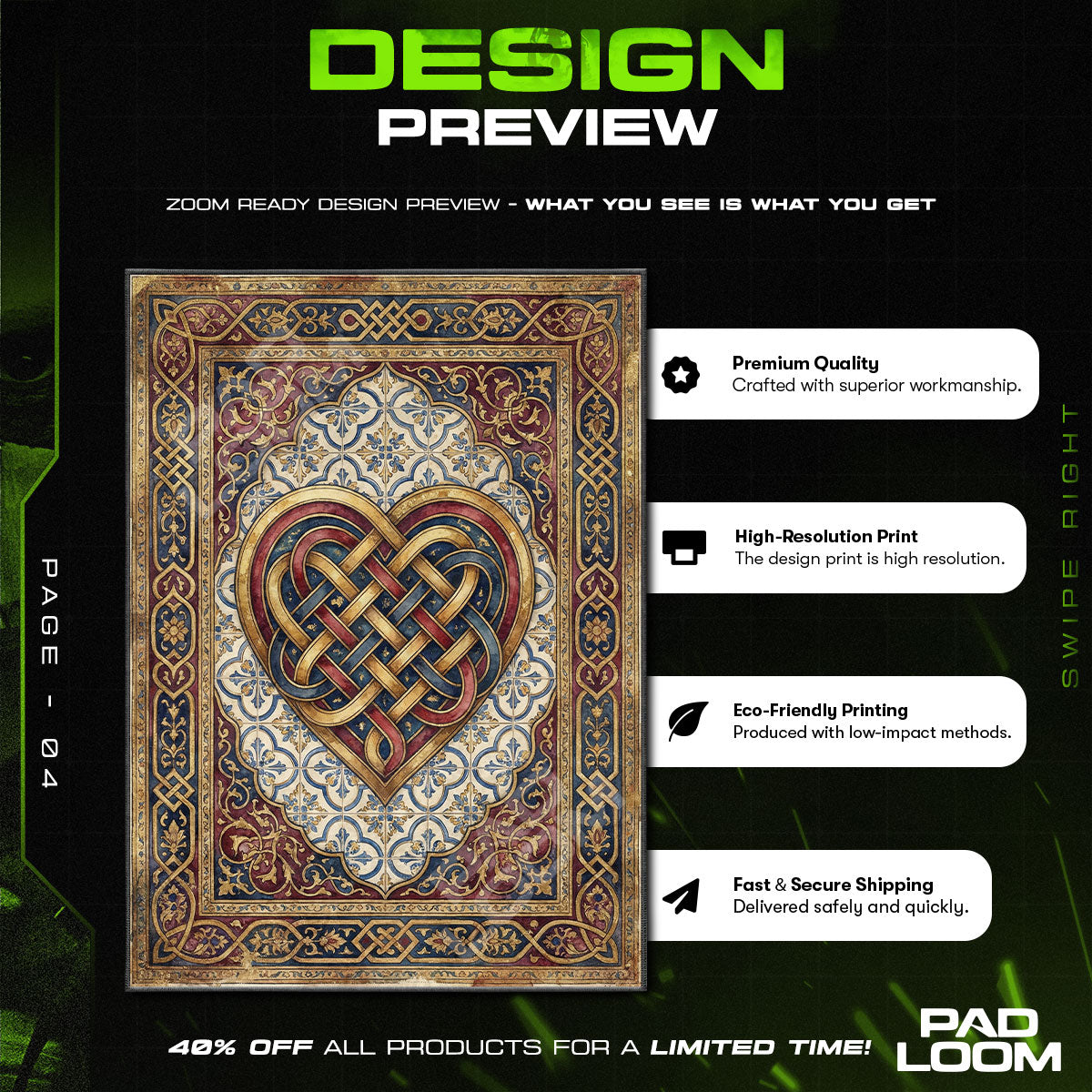 Celtic Love Knot Heart Valentine's Day Area rug — main product view