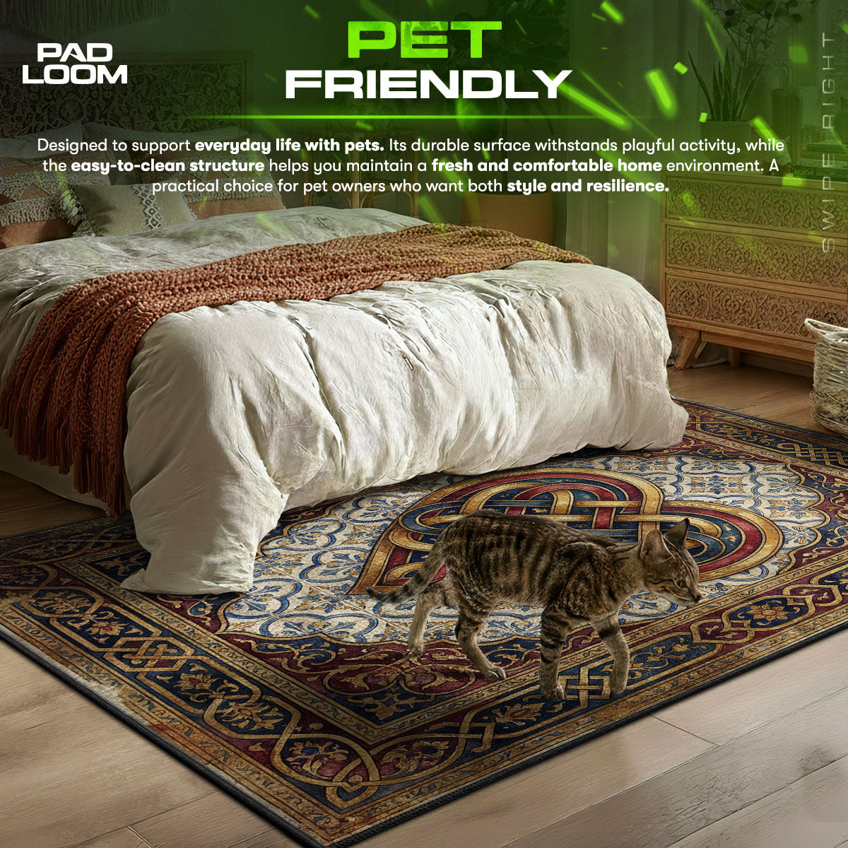 Celtic Love themed area rug for home decor fans
