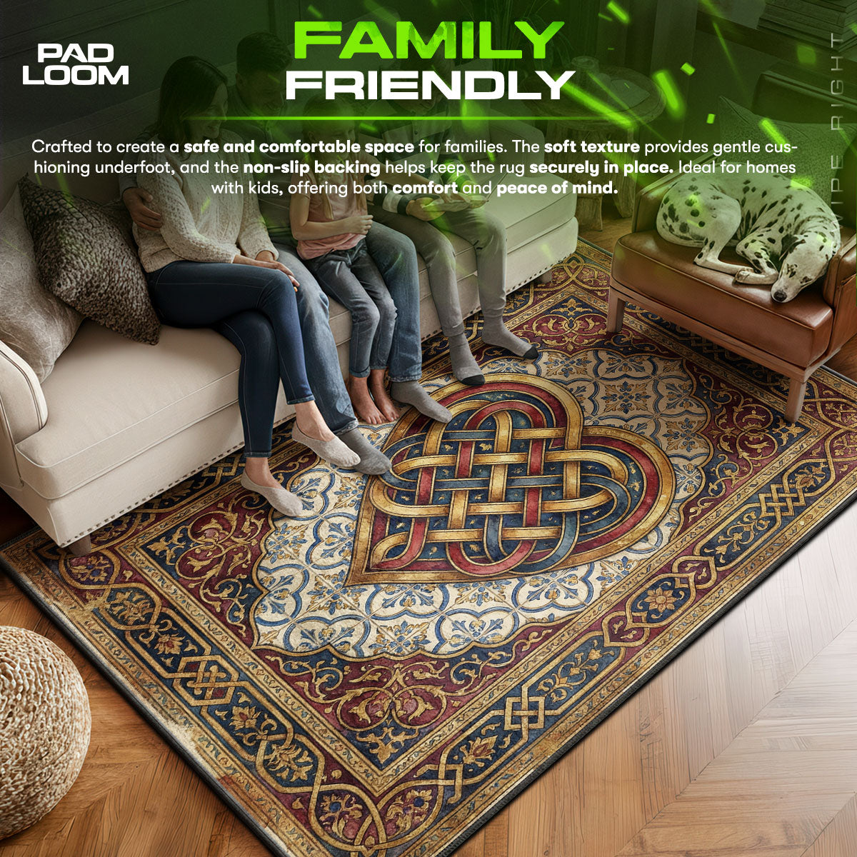 Area character design printed on rug
